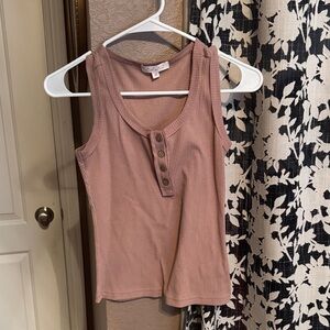 Blush Buttoned Ribbed Tank Top